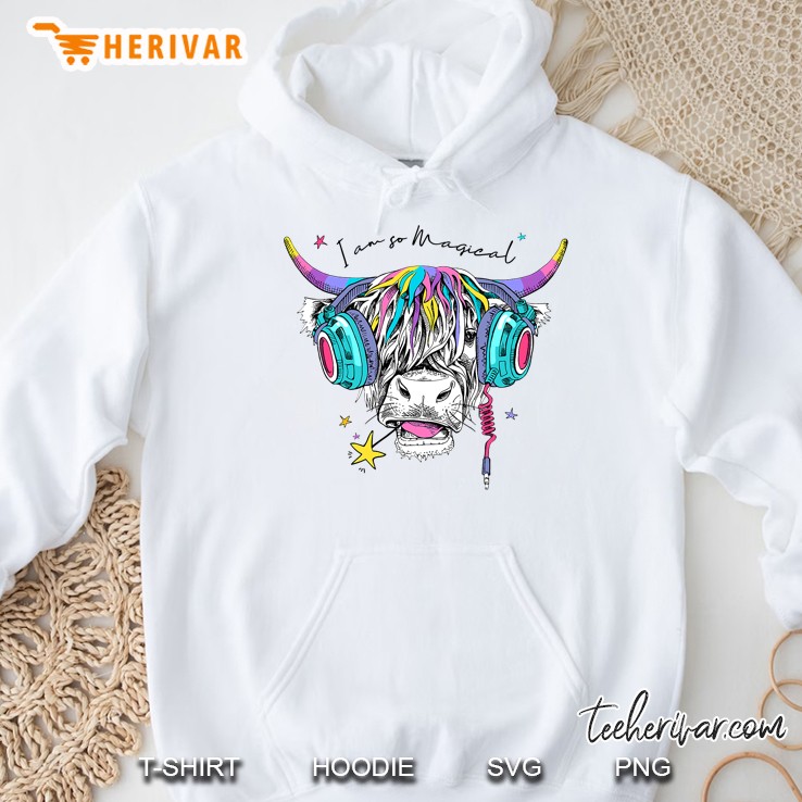 Cute Cow Hairy Coo With Rainbow Long Hair Unicorn Horns Hoodie