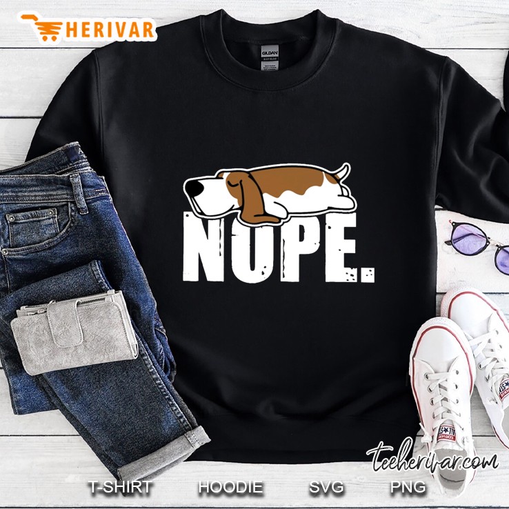 Nope Lazy Basset Hound Dog Lover Classic Sweatshirt