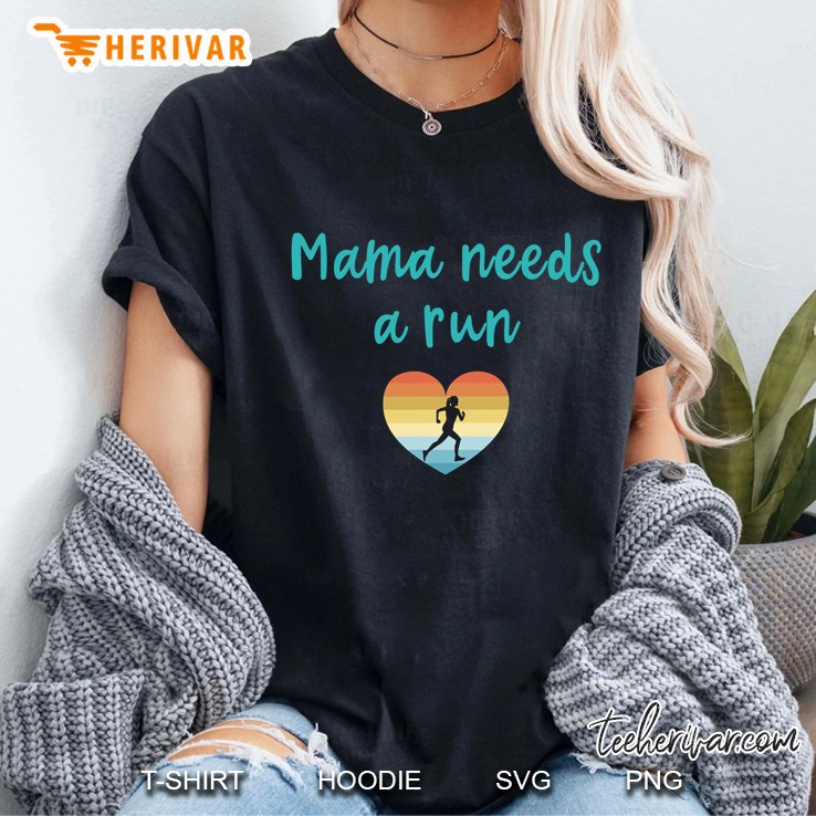Mama Needs A Run Funny Retro Running Stressed Out Mom Gift Ladies Tee