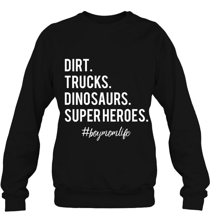 Womens Dirt Trucks Dinosaurs Superheroes Boy Mom V-Neck Sweatshirt