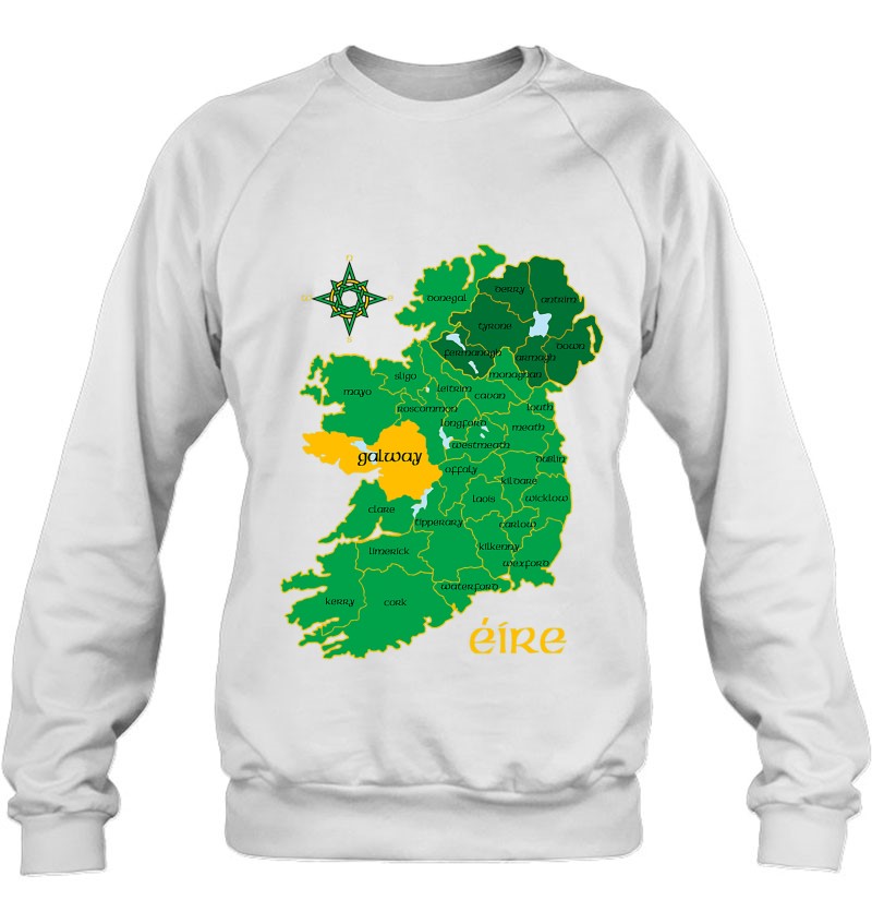 Galway Ireland County Map Eire Irish Travel Sweatshirt