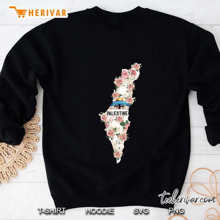 Women Girls Free Palestine Map Flower Sweatshirt