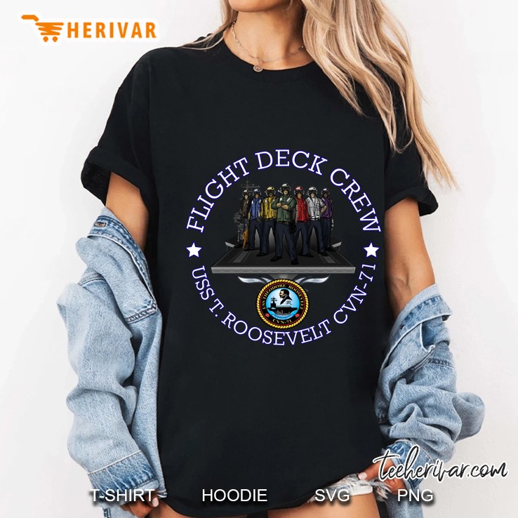 Uss Theodore Roosevelt Cvn-71 Flight Deck Crew Ladies Tee