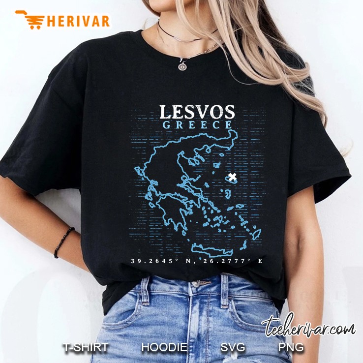 Greece Lesvos Vintage Coordinates And Map Ladies Tee