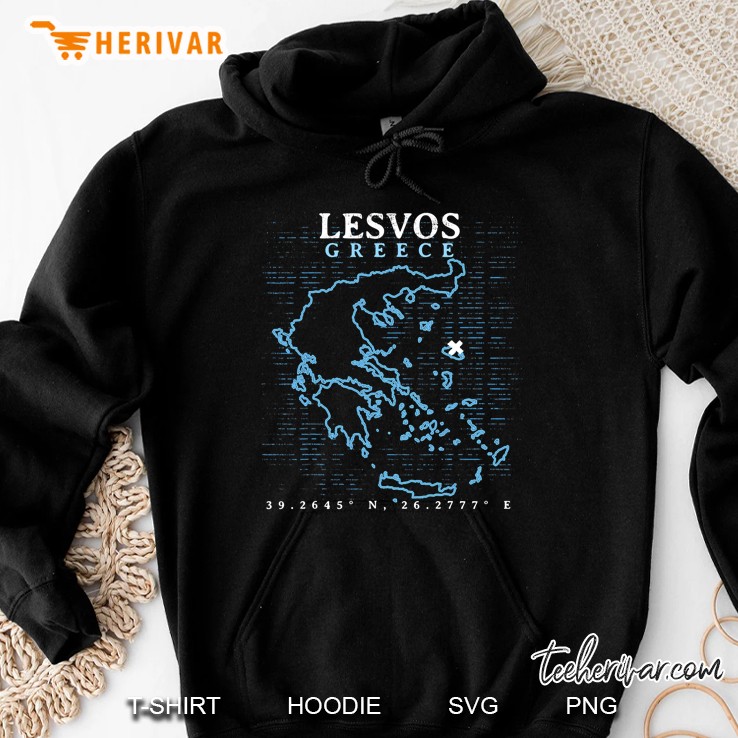 Greece Lesvos Vintage Coordinates And Map Hoodie