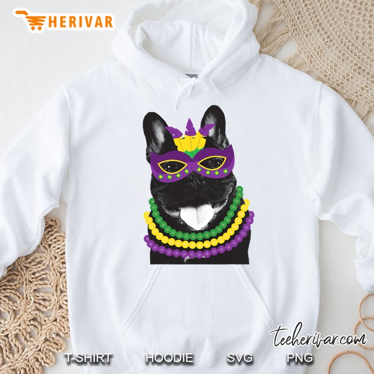 Funny French Bulldog Mardi Gras Shirt Dog Beads Frenchie Hoodie