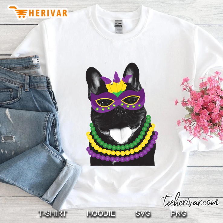 Funny French Bulldog Mardi Gras Shirt Dog Beads Frenchie Sweatshirt