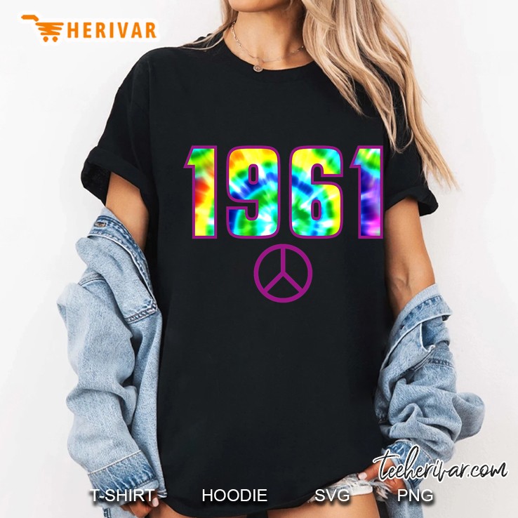 60Th Birthday Vintage 1961 60S Years Tie Dye Peace Sign Men Ladies Tee