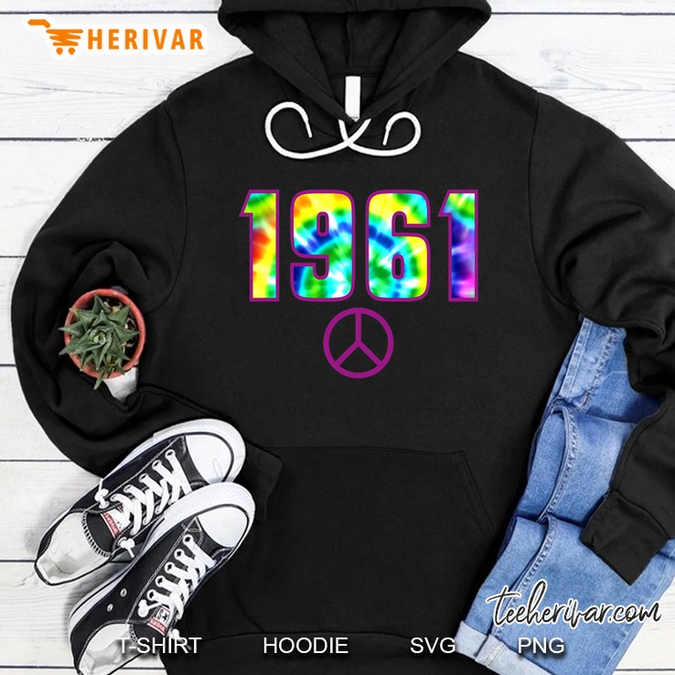 60Th Birthday Vintage 1961 60S Years Tie Dye Peace Sign Men Hoodie