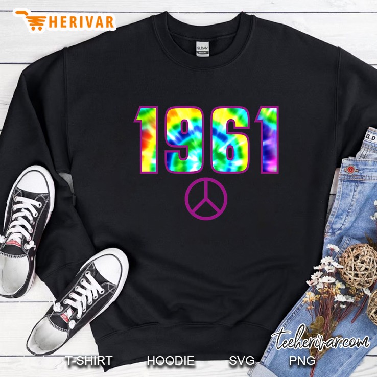 60Th Birthday Vintage 1961 60S Years Tie Dye Peace Sign Men Sweatshirt
