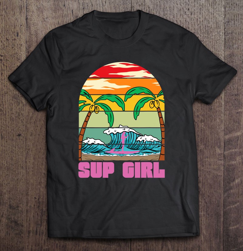 Sports & Outdoors Womens SUP Girl Paddleboarder Women Stand Up Paddling Tropical SUP V-Neck T-Shirt