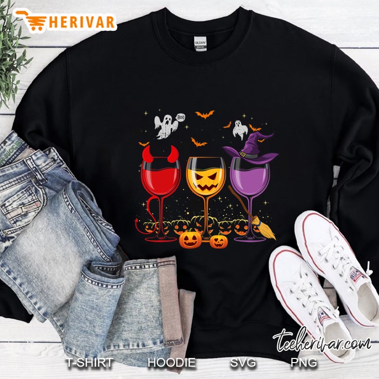 Three Glasses Of Wines Funny Halloween Wine Lover Sweatshirt