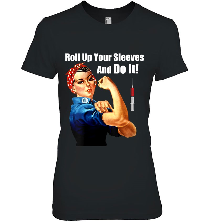 Womens Pro-Vaccine Rosie The Riveter Get Vaccinated Do It V-Neck Mugs