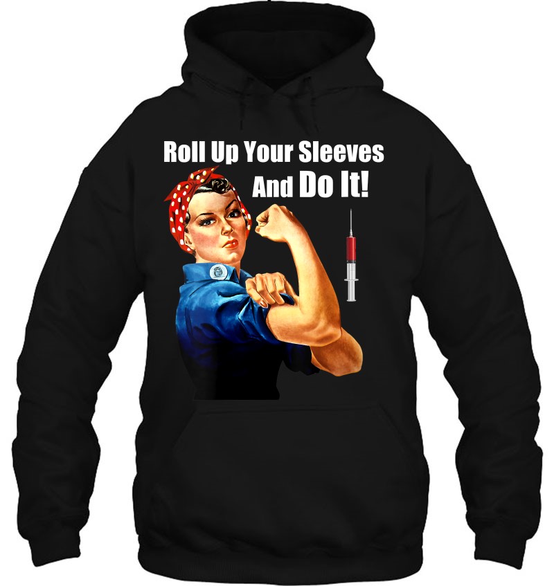 Womens Pro-Vaccine Rosie The Riveter Get Vaccinated Do It V-Neck Mugs