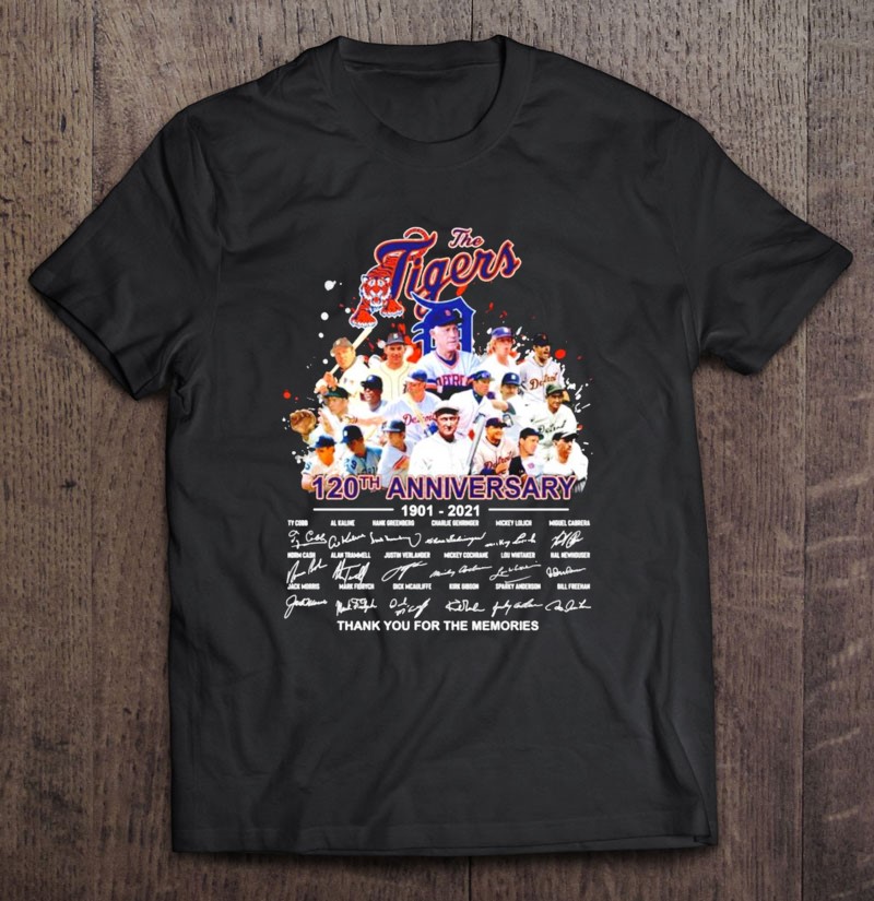 120 Years Of Detroit Tigers Signatures Thank You For The Memories shirt