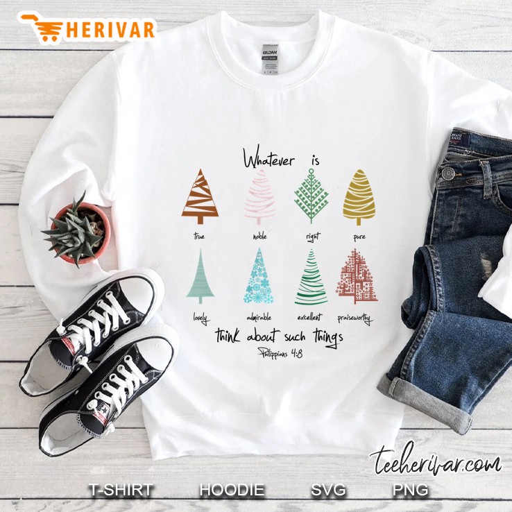 Christmas Tree Christian Verse Philippians 48 Raglan Baseball Tee Sweatshirt