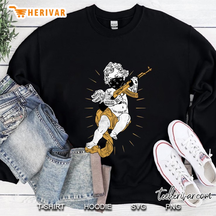 Tattooed Angel Cupid Angel Baby With Gun Can Judge Me Sweatshirt