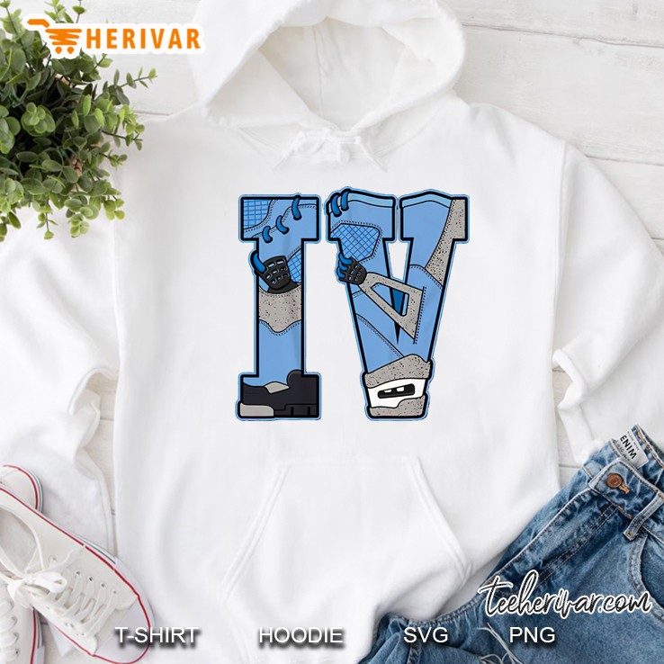 Iv Graphic Tee Match Jordan 4 University Blue Hoodie