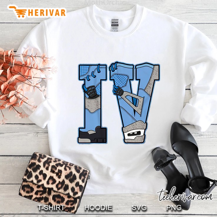 Iv Graphic Tee Match Jordan 4 University Blue Sweatshirt