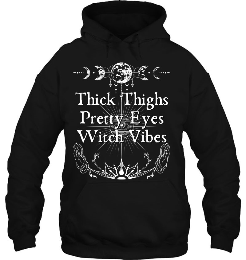 Womens Thick Thighs Pretty Eyes Witch Vibes Spooky Witch Occult Art V-Neck Mugs