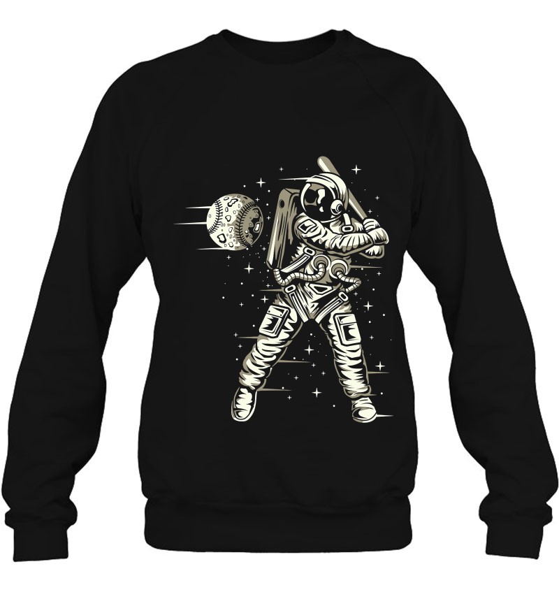 Baseball Space Moon Man Astronaut Hitting Homerun Sweatshirt