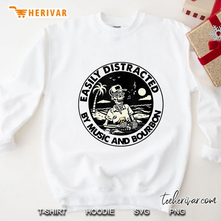Skeleton Shirt Easily Distracted By Music And Bourbon Tank Top Sweatshirt