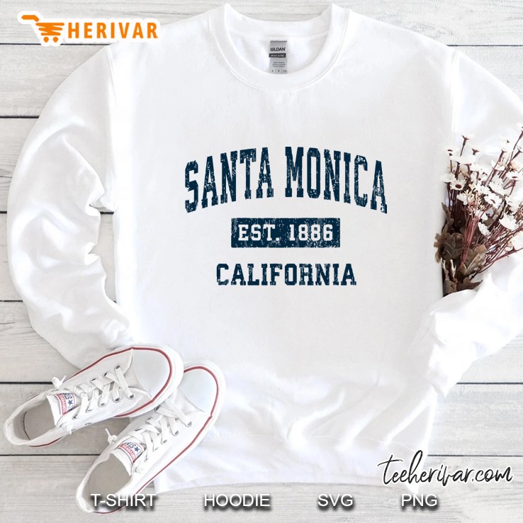 Santa Monica California Ca Vintage Sports Design Navy Print Sweatshirt
