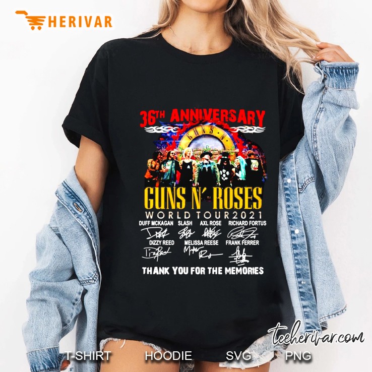 36Th Anniversary Guns N Roses World Tour 2021 Signatures Ladies Tee