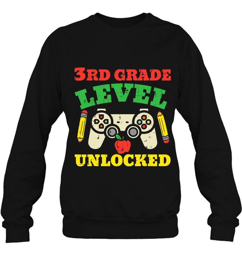 3Rd Grade Level Unlocked Video Game First Day Of School Boys Sweatshirt