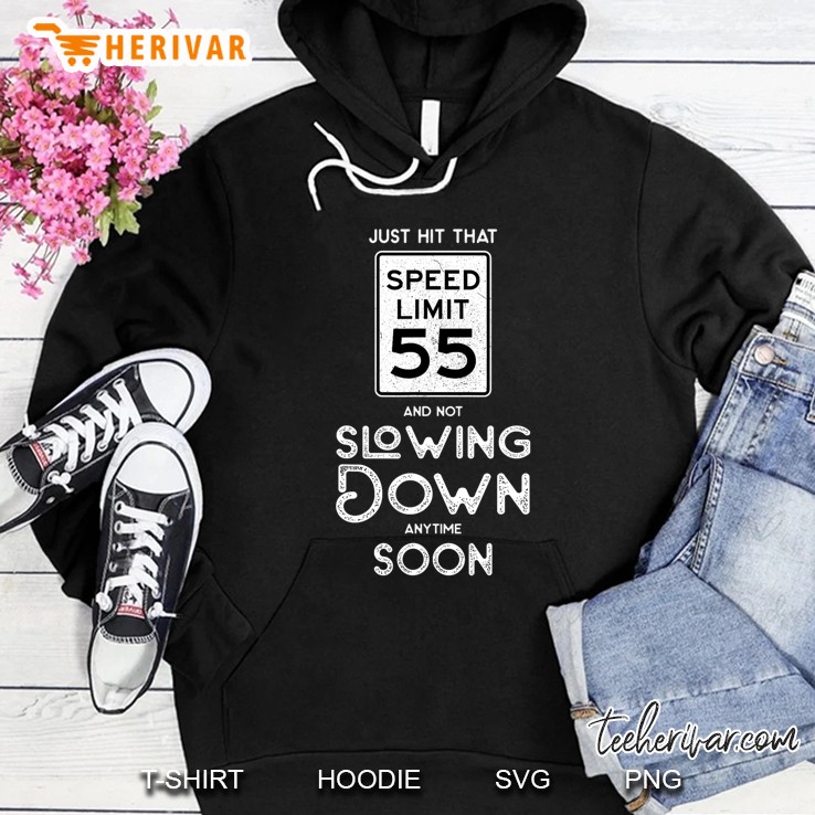 55Th Birthday Idea Speed Limit Sign 55 Mph Funny Hoodie