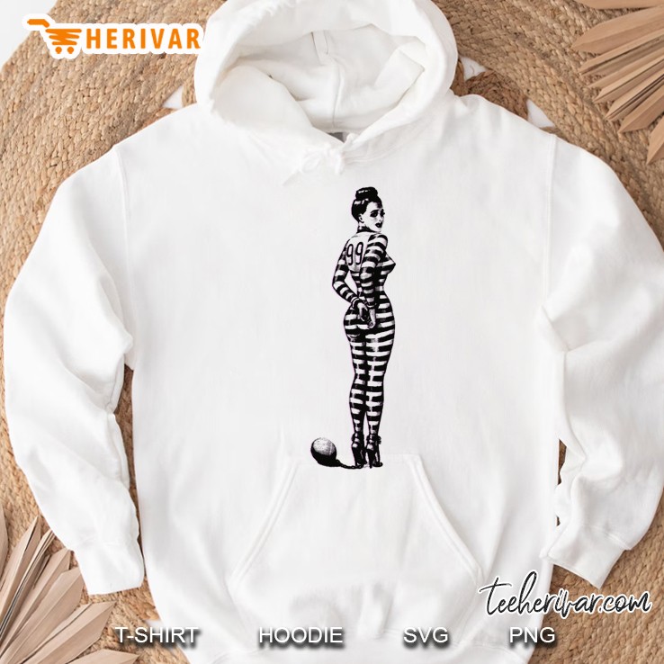 Jailbird Sexy Catsuit Jail Prison Uniform Retro Pin Up Girl Hoodie
