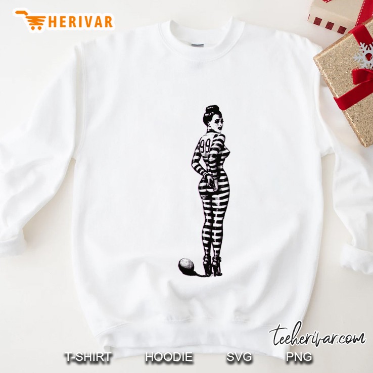Jailbird Sexy Catsuit Jail Prison Uniform Retro Pin Up Girl Sweatshirt