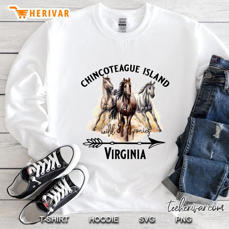 Chincoteague Island Virginia Wild Ponies Horses Souvenir Sweatshirt