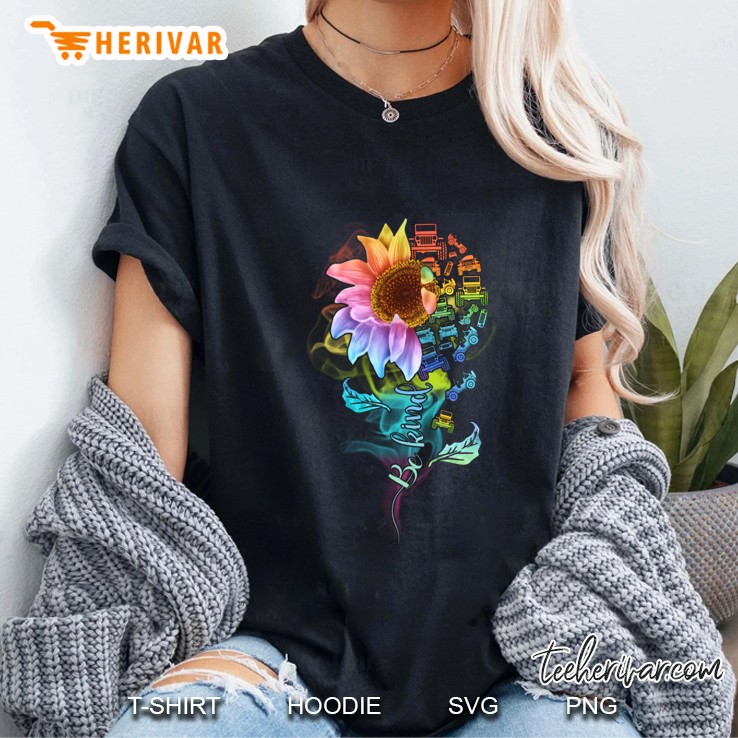 Jeeps Sunflower Be Kind Colored Smoke Anti Bullying Jeep Car Lovers Gift Ladies Tee
