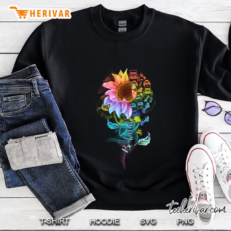 Jeeps Sunflower Be Kind Colored Smoke Anti Bullying Jeep Car Lovers Gift Sweatshirt