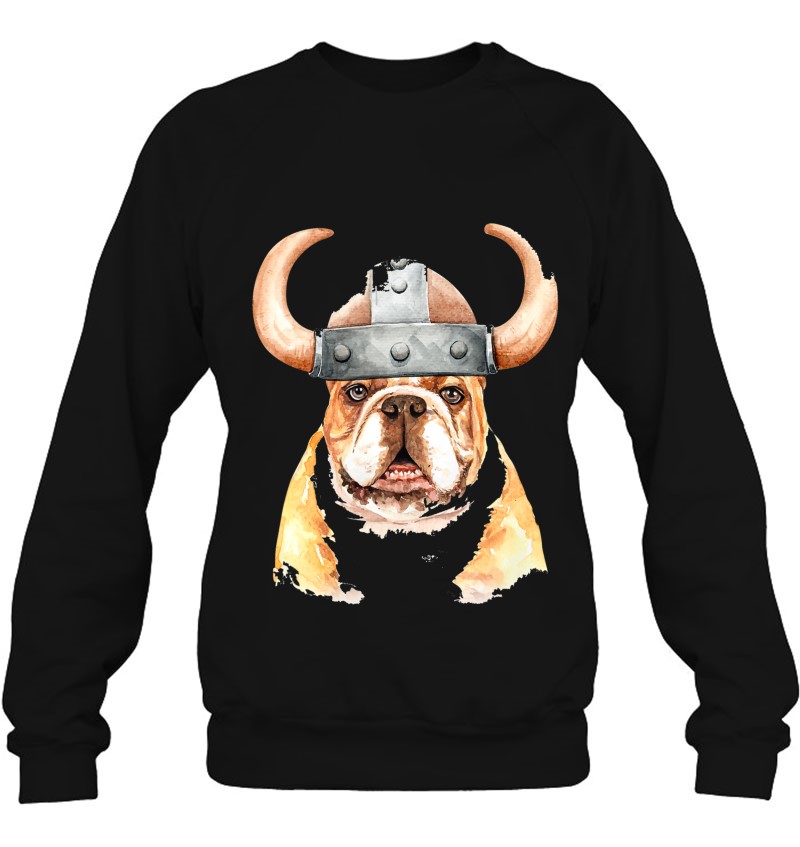 Norse Viking Helmet Bulldog Beard For Vikings & Pet Lover Sweatshirt