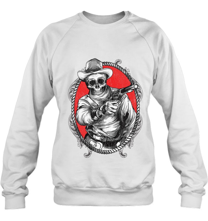 Skeleton Cowboy Gunslinger Outlaw Skull Cowboy Sweatshirt