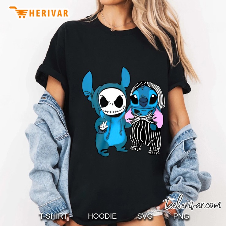 Jack Skellington Stitch We Are Best Friends Halloween Ladies Tee