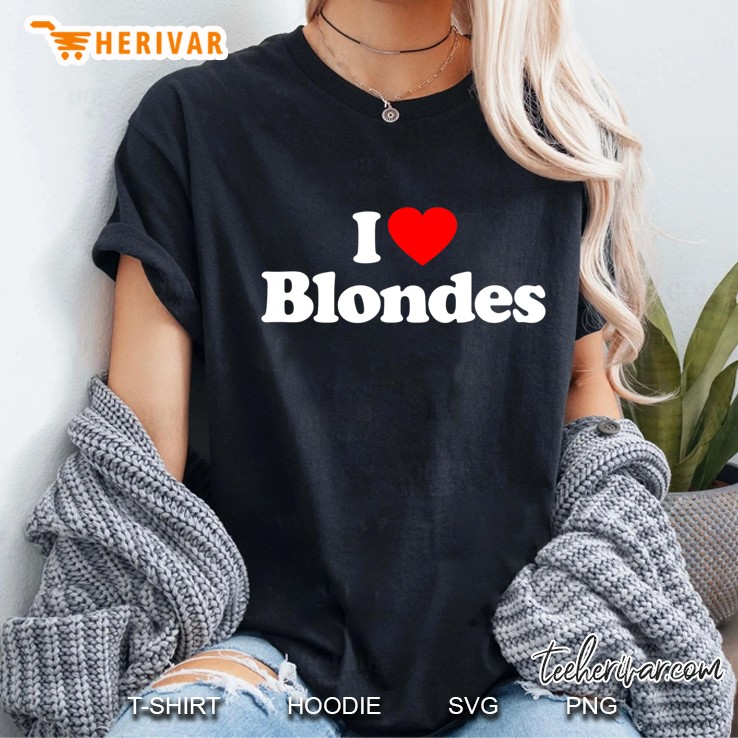 I Love Blondes Heart Souvenir Funny Ladies Tee