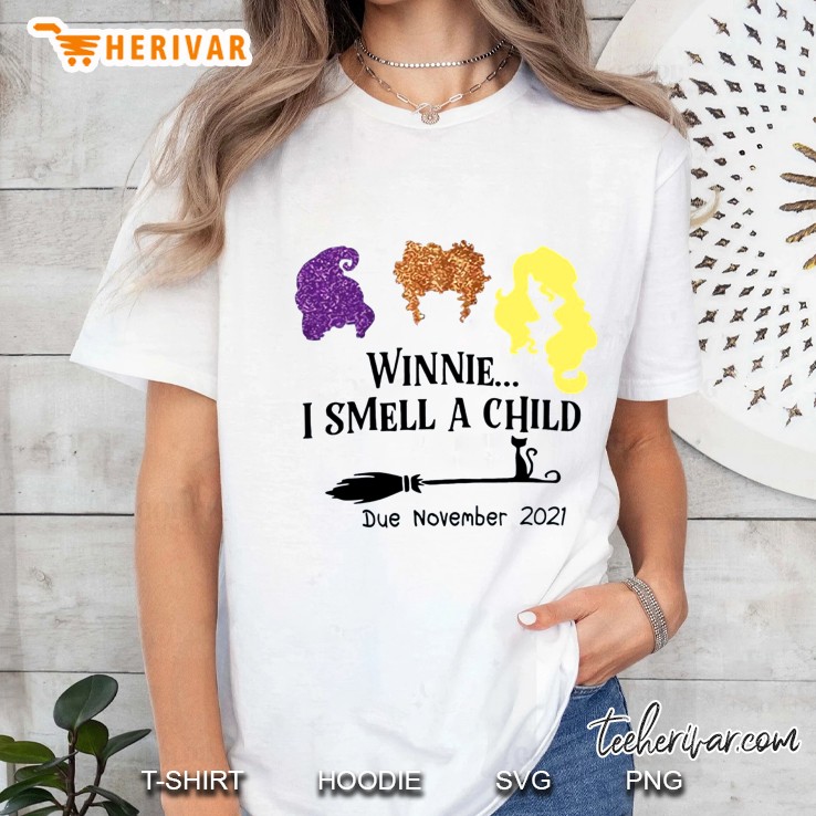 Winnie I Smell A Child Due November 2021 Pregnancy Announcement Halloween Gift Ladies Tee