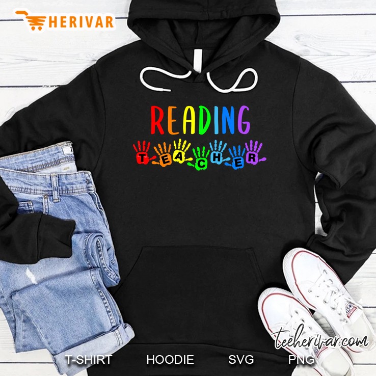 Back To School Reading Teacher Handprints Hoodie