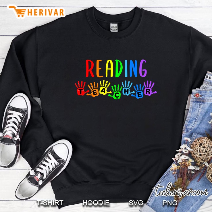 Back To School Reading Teacher Handprints Sweatshirt