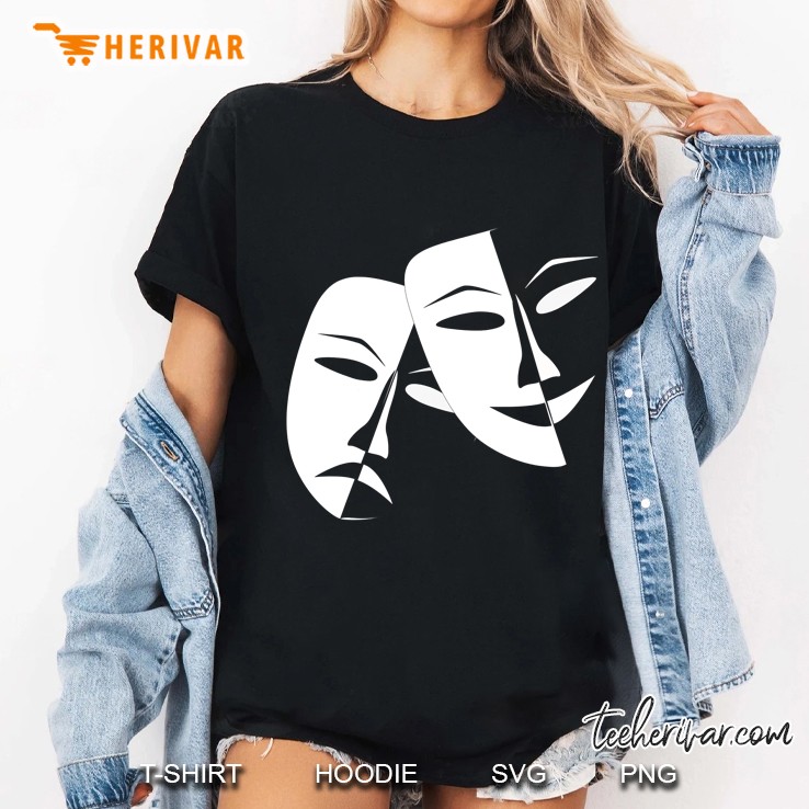 Drama Comedy Opera Theatre Mask Happy Sad Face Ladies Tee