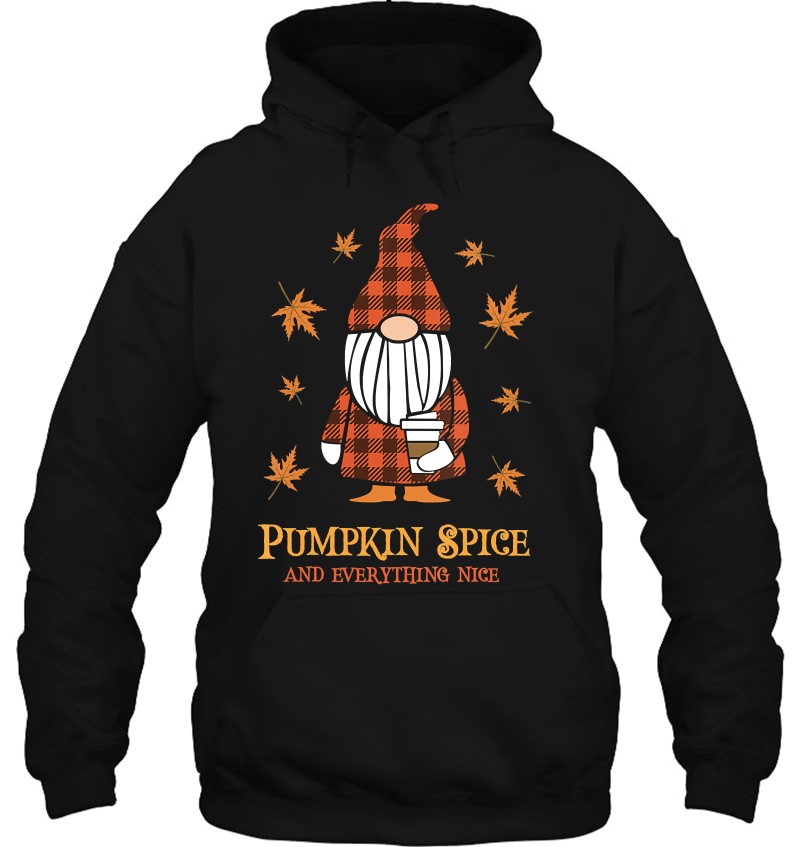 Womens Pumpkin Spice And Everything Nice Fall Gnome Drinking Coffee V-Neck Mugs