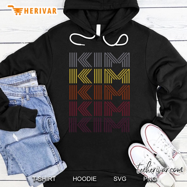 Graphic 365 First Name Kim Retro Pattern Vintage Style Hoodie