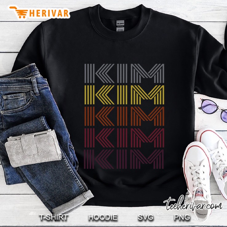Graphic 365 First Name Kim Retro Pattern Vintage Style Sweatshirt