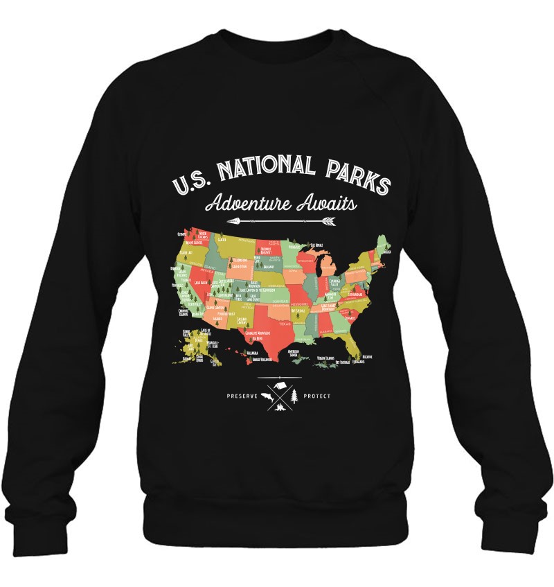 National Parks Map Gifts Us Vintage Camping Hiking Women Men Tank Top Sweatshirt