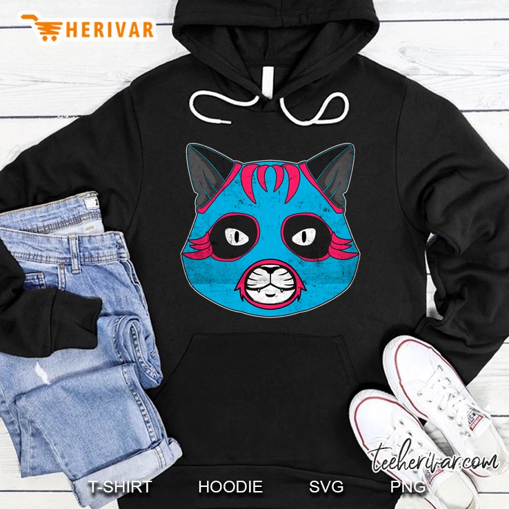 Lucha Libre Cat Wears Luchador Wrestling Mask Hoodie