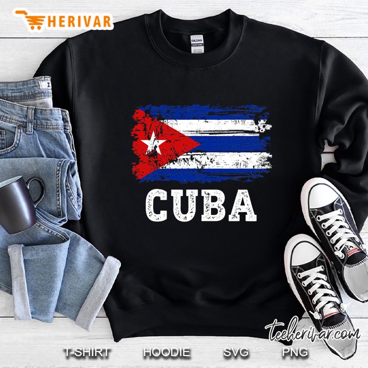 Free Cuba Retro Cuban Flag Distressed Design Gift Men Women Sweatshirt