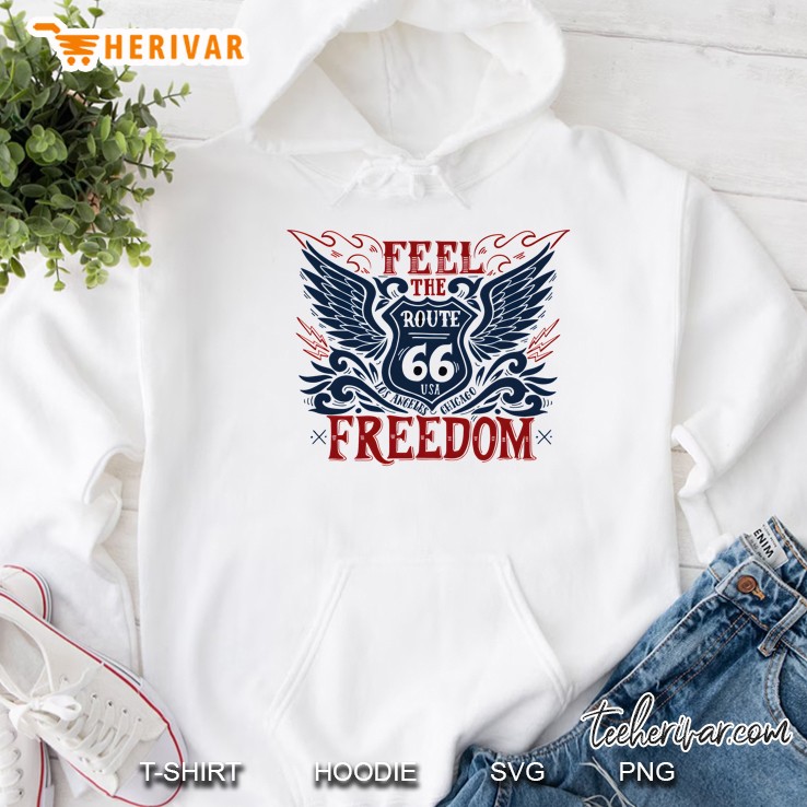 Route 66 Feel The Freedom Red And Blue Hoodie
